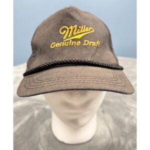 Vintage Miller Genuine Draft Mens Baseball Cap Hat Brown Rope Brim